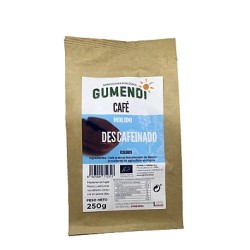 Paquete de café descafeinado molido ecológico Gumendi de 250 gramos en Ecotiendaverde.