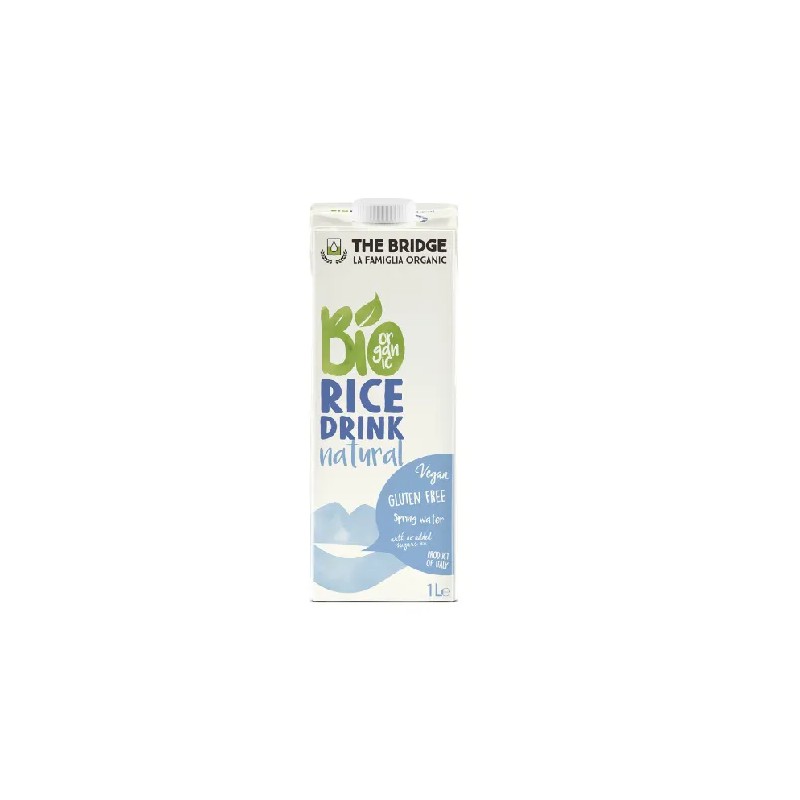 Brick de bebida de arroz natural bio The Bridge de un litro sin gluten y sin lactosa