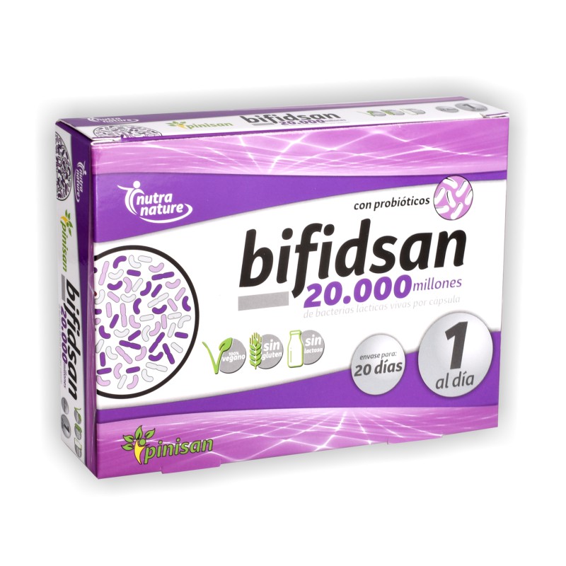 Caja de Bifidsan de Pinisan con 30 cápsulas para el equilibrio de la flora intestinal