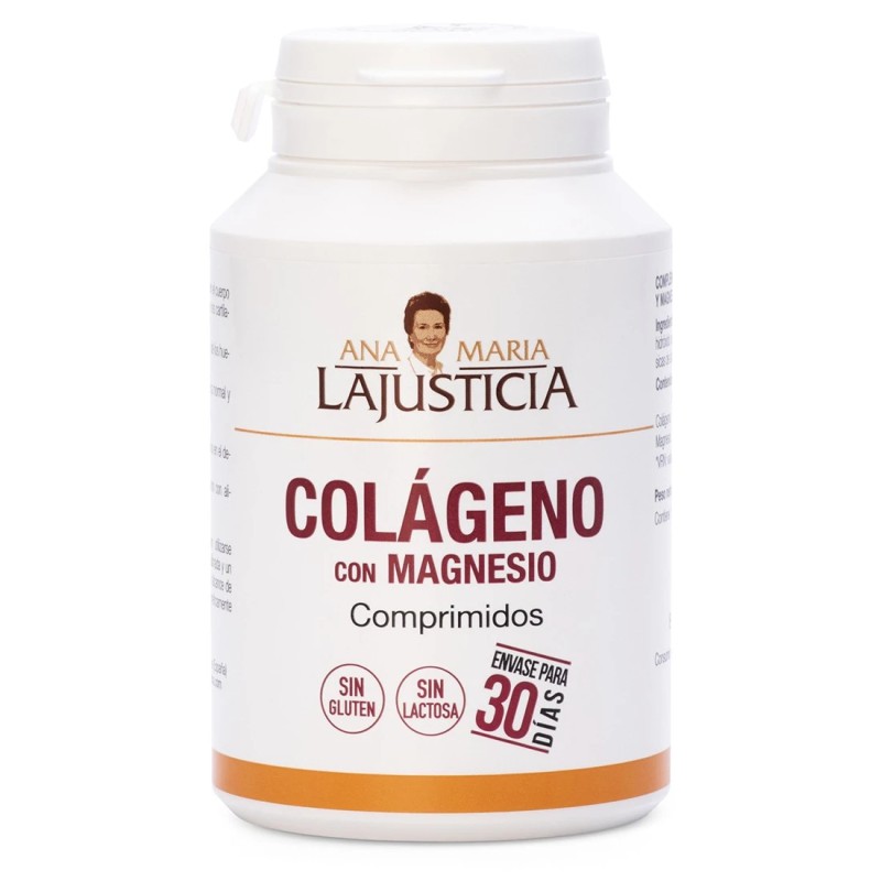 Bote blanco de Colágeno con Magnesio de Ana María Lajusticia de 180 comprimidos para el sistema osteoarticular y muscular.