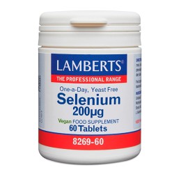 Bote de Selenium 200 microgramos de Lamberts con 60 tabletas para el sistema inmunitario en Ecotiendaverde