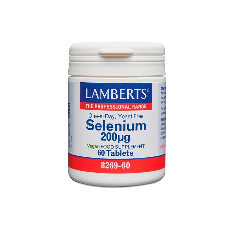 Bote de Selenium 200 microgramos de Lamberts con 60 tabletas para el sistema inmunitario en Ecotiendaverde