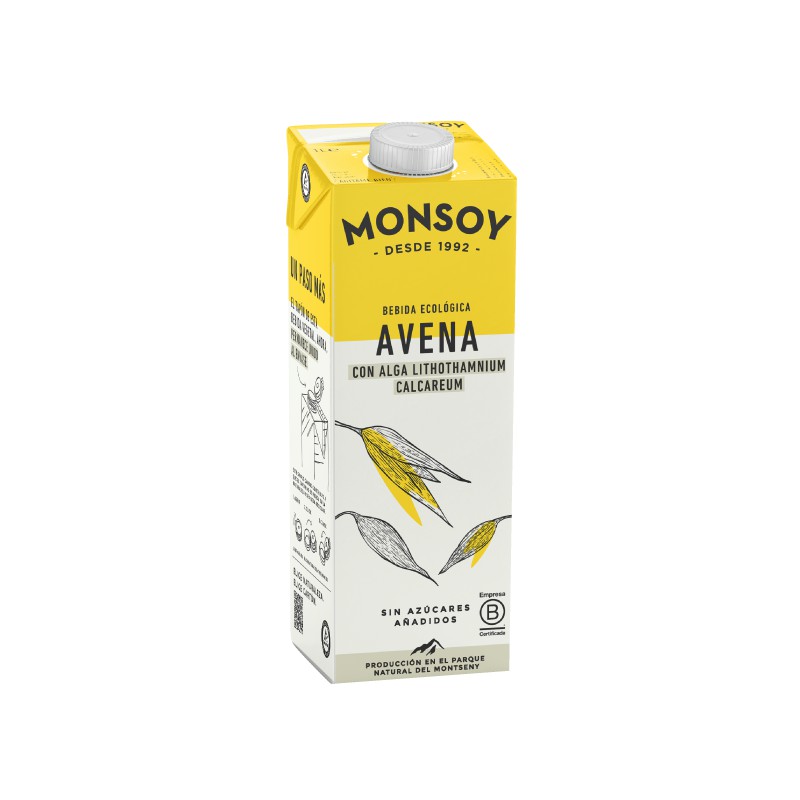 Bebida de avena ecológica con calcio Monsoy brick de 1 litro