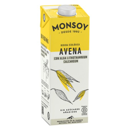 Bebida de avena ecológica con calcio Monsoy brick de 1 litro