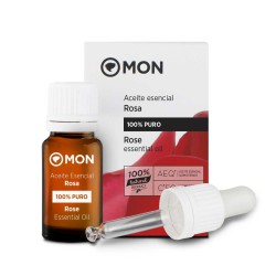 Frasco de aceite esencial de rosa Mon Deconatur 12ml para el cuidado antiarrugas facial.