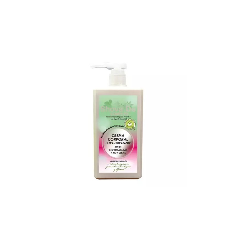 Crema corporal ultra-hidratante Shova.de de 1 litro con dosificador para el cuidado de pieles secas y descamadas