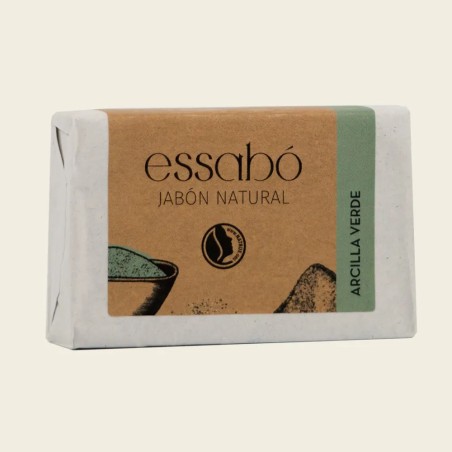 Pastilla de jabón natural de arcilla verde Essabó de 100 gramos para tratamiento de acné y piel grasa