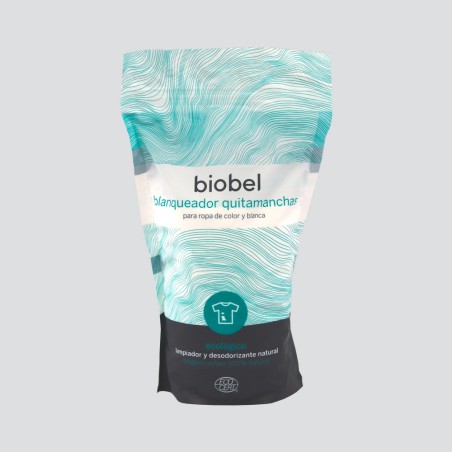 Envase de 1 kg de Blanqueador Quitamanchas natural Biobel con oxígeno activo.