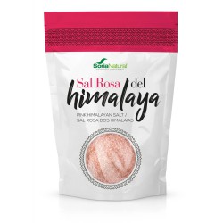 Envase de 1 kg de Sal Rosa del Himalaya pura y sin refinar de Soria Natural