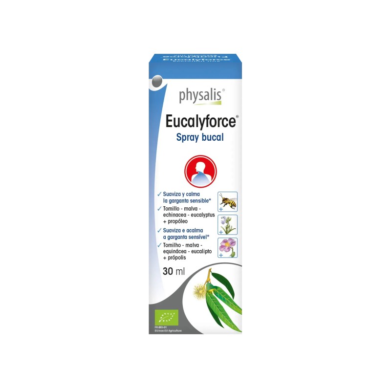 Spray bucal Eucalyforce Bio Physalis de 30ml para el alivio de la garganta