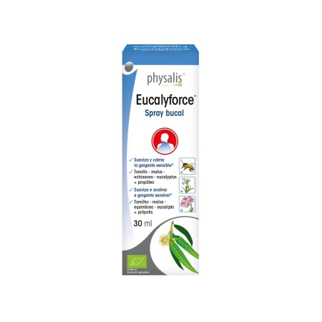Spray bucal Eucalyforce Bio Physalis de 30ml para el alivio de la garganta