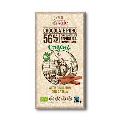 CHOCOLATE NEGRO CON CANELA 56% CACAO ECOLÓGICO SOLÉ