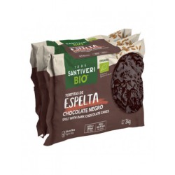 TORTITAS DE ESPELTA BAÑADAS CON CHOCOLATE NEGRO BIO 3 PAQUETES DE 2 UNIDADES SANTIVERI