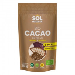 Paquete de Cacao Puro en Polvo Bio Sol Natural, 100% ecológico y sin azúcares añadidos