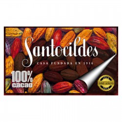 Tableta de chocolate artesano Santocildes 100% cacao puro elaborado en Castrocontrigo, León