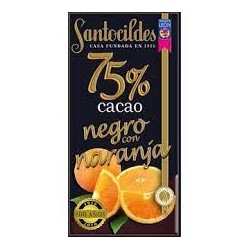 CHOCOLATE AL 75% DE CACAO CON NARANJA SANTOCILDES
